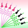 Reusable Witch and Princess Party Straws - Pink & Green Plastic Drinking Straws Bulk Set
