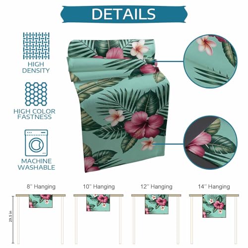 Hibiscus Tropical Table Runner - Linen Burlap - 13 x 90 Inch - Hibisci Variation