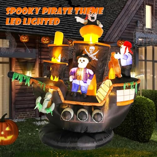 Giant 7FT Pirate Ship Halloween Inflatable Outdoor Decor - Vigdur