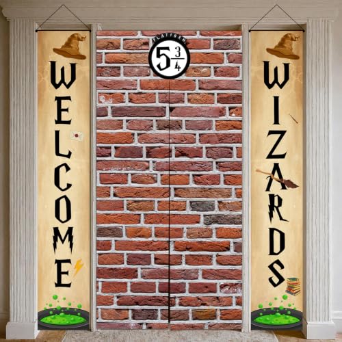 Halloween Wizard Door Banner Set - 3-Piece Brick Wall & Sign Decorations