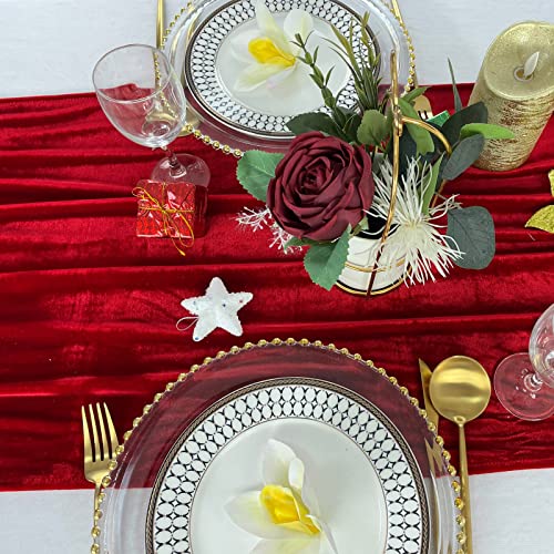 Red Velvet Table Runner 20x120 Inch Wedding Reception Decor - EHLDekol