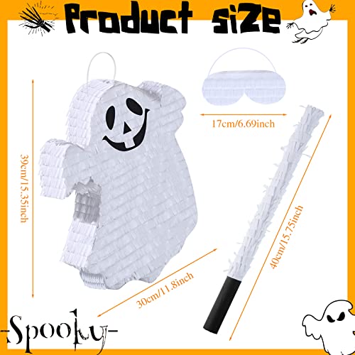 Halloween Ghost Piñata Set with Stick and Blindfold - Party Game Decoration
