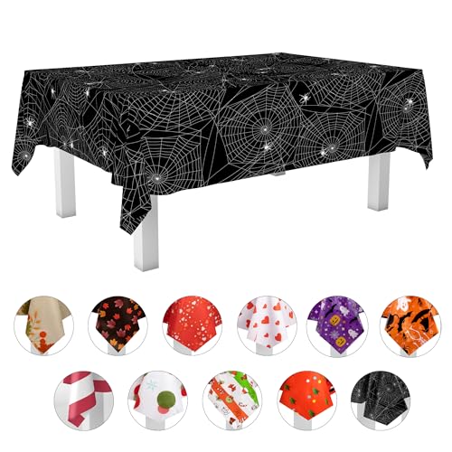 Halloween Spider Web Tablecloth Rectangle 54x108 Inches - 3 Pack