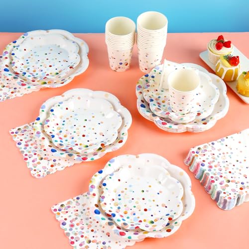 Colorful Birthday Plates and Napkins Set - Confetti Party Supplies for 50 Guests - Variation of THIS listing