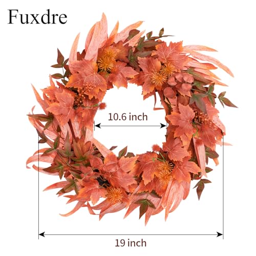 Fuxdre Maple Fall Wreath for Front Door - Autumn Decor with Berries & Leaves