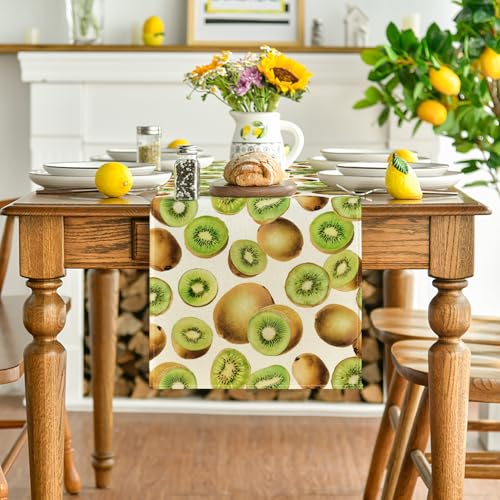 13x72 Inch Kiwi Fruit Spring Summer Table Runner - Seasonal Kitchen Decor