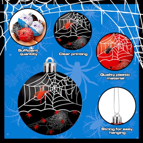 Cute Spider Ball Ornaments 24PCS 2.4in Shatterproof Hanging Decor - Unbreakable Halloween or Holiday Decorations