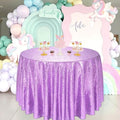 Light Purple Sequin Round Tablecloth 132 Inch - Glitter Party Decor Variation