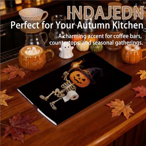 Halloween Pumpkin Skeleton Bathroom Hand Towel 16x24 in - Variation Pumpkin Ghost