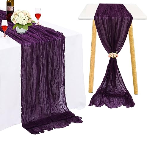 36x10FT Purple Cheesecloth Table Runner - Rustic Wedding & Party Decor