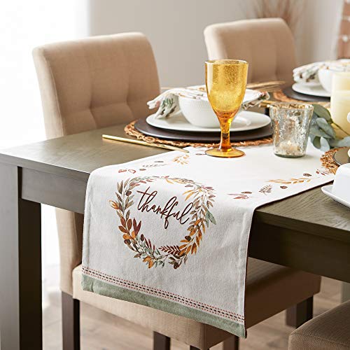 Fall's Bounty Reversible Autumn Table Runner 14x108 for Fall Decor - Thankful Collection
