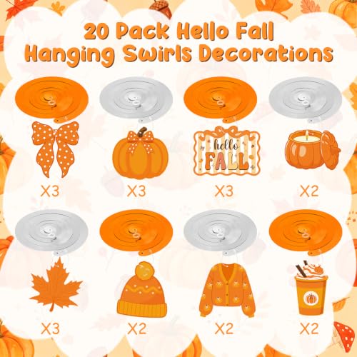 Fall Hanging Swirls Decorations - Pumpkin, Maple Leaf & Hello Fall Banner Set