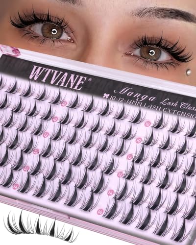 Fairy Style Manga Lash Clusters - Natural Wispy Eyelash Extensions 10-14mm - Black+Pink Variation