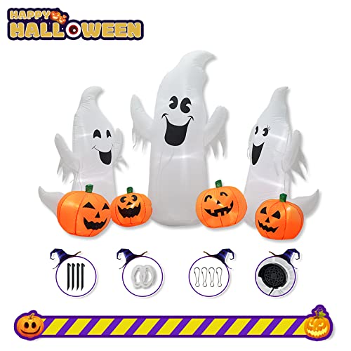 7FT Halloween Inflatable Ghosts & Pumpkins Set with LED Lights for Yard & Garden Decor