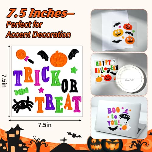 Halloween Gel Window Clings Decor Set - 4 Patterns, Easy to Apply & Remove