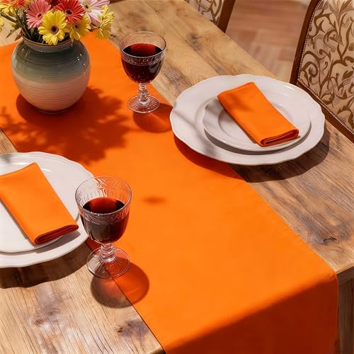Waterproof Orange Table Runner 60 Inch Long - Heavy-Duty Polyester, Stain & Wrinkle Resistant