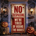 Halloween Door Cover Banner - Large Spooky Warning Design, Reusable Holiday Decor