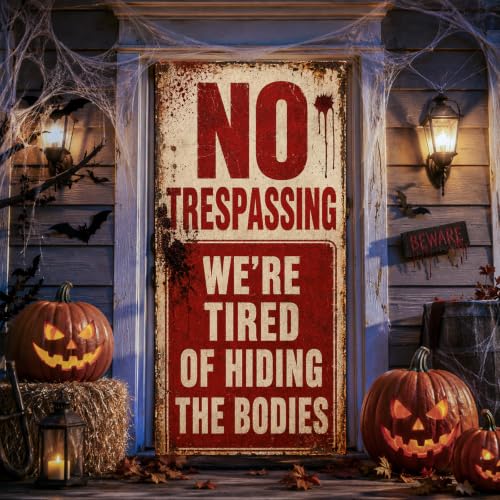 Halloween Door Cover Banner - Large Spooky Warning Design, Reusable Holiday Decor