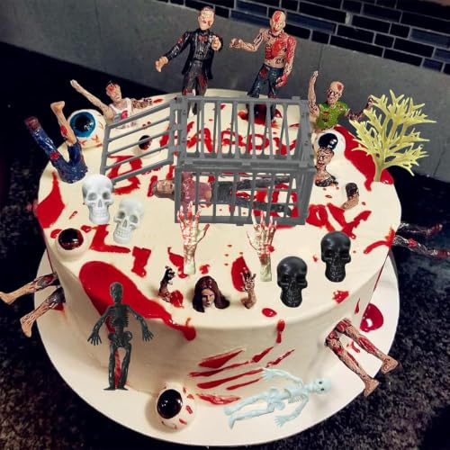Zombie Cake Decoration Set with Figures and Accessories for Halloween Birthday