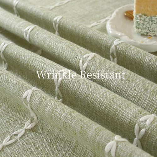 Green Rectangular Linen Tablecloth 60x120 Inch - Heavy Duty Cotton & Polyester