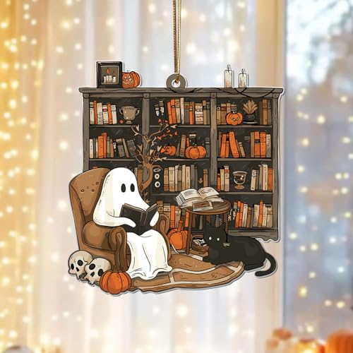 Halloween Ghost Book Decor - Reading Ornament for Book Lovers