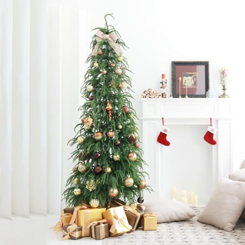Copper Gold Velvet Baubles - 12 Pack, 3.14 Inch Christmas Tree Ornaments - Tactile & Durable Holiday Decor
