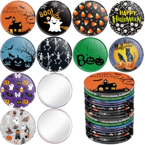Spooky Halloween Compact Mirror Set - 20 Pack, 2.75 Inch Makeup Mirrors
