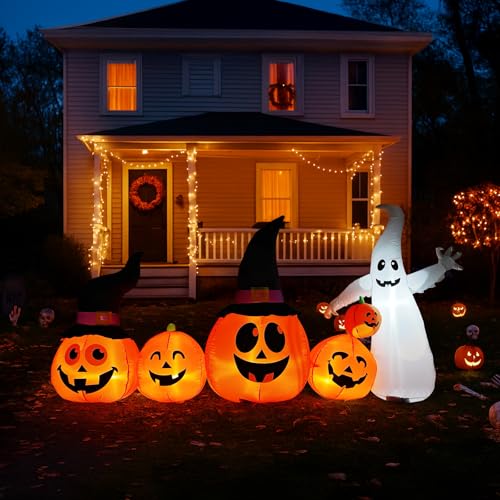 8FT Ghost Pumpkin Inflatable Halloween Lawn Decor - NicBex Variation 1