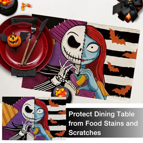 Halloween Jack Placemats Set of 4 - 12x18 Inch Waterproof Table Decor