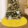 Yellow Fur Christmas Tree Skirt 36 Inch - Fluffy Faux Fur Holiday Decor