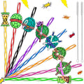 Reusable Green Turtle Drinking Straws Set with Cartoon Attachments for Kids Parties