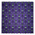 Halloween Purple Haunted House Shower Curtain - Spooky Skull & Pumpkin Design, Waterproof Fabric, 72 x 72 Inches