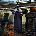 72-Inch Hanging Halloween Witch Decor with Glowing Eyes - Outdoor Haunted House Prop