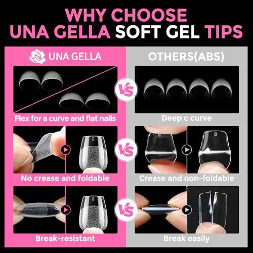 Extra Short Coffin Nail Tips - 216pcs Soft Gel Fake Nails, No Trace, Pre-Shaped