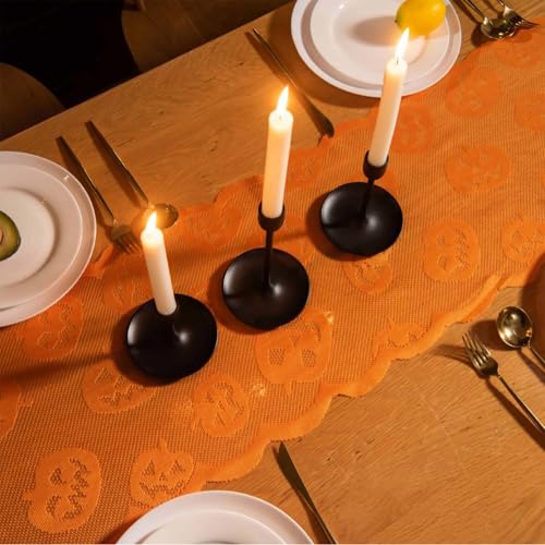 Halloween Pumpkin Lace Table Runner 13x72 Inch for Fall & Holiday Decor