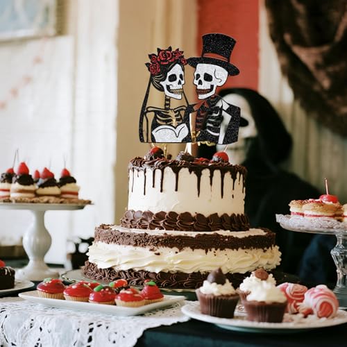 Halloween Wedding Cake Topper Glitter Black Silver Party Decor