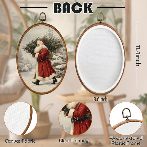 Christmas Santa Claus Oval Wall Art Decor 8.6x11.4 Inches - Variation 45