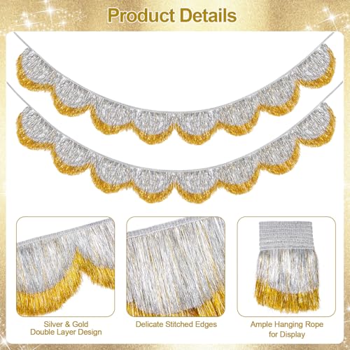 Gold Silver Foil Fringe Banner Set - 6.5 Ft Layered Tassel Garland for Party Decorations - Variation of THIS listing