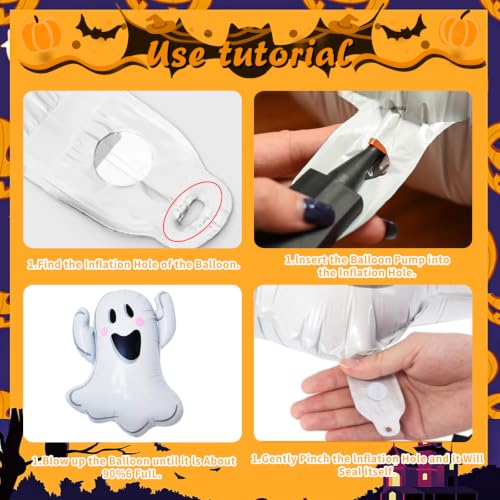 Halloween Ghost and Bat Foil Balloon Set - Black and White Party Decorations