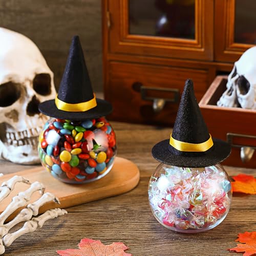 Halloween Witch Hat Potion Bottles Set - 12 Plastic 13.5oz Black