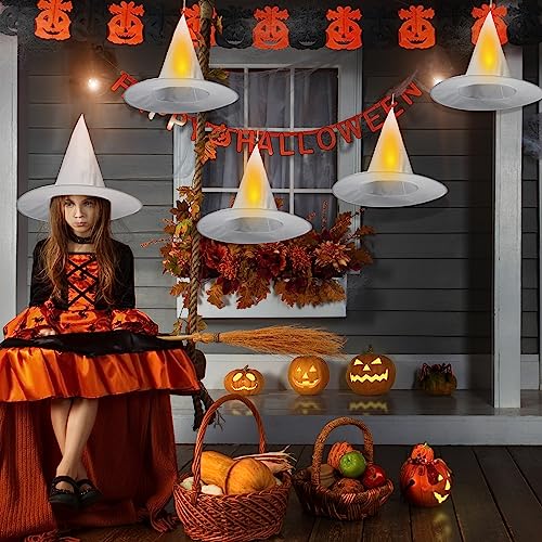 White Witch Hat Set for Halloween - 12 Costume Props for Cosplay & Decorations
