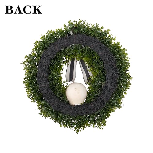 Halloween Front Door Wreath 20 Inch Faux Boxwood Skull Spider Decor