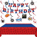 Spider Party Decorations Set - Web Tablecloth, Banner & Hanging Swirls - Variation of 3.0