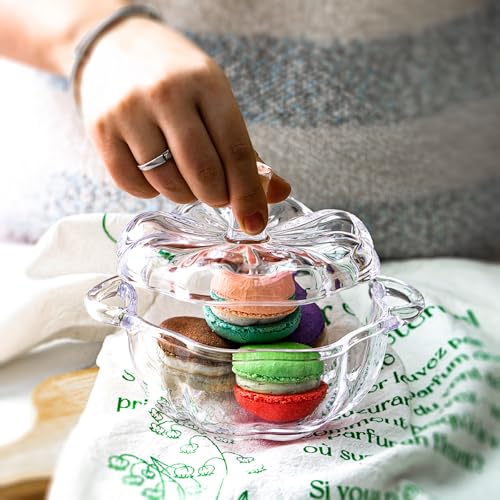Clear Glass Pumpkin Bowl with Lid - 16.7 oz Soup & Candy Dish - Holiday Decor