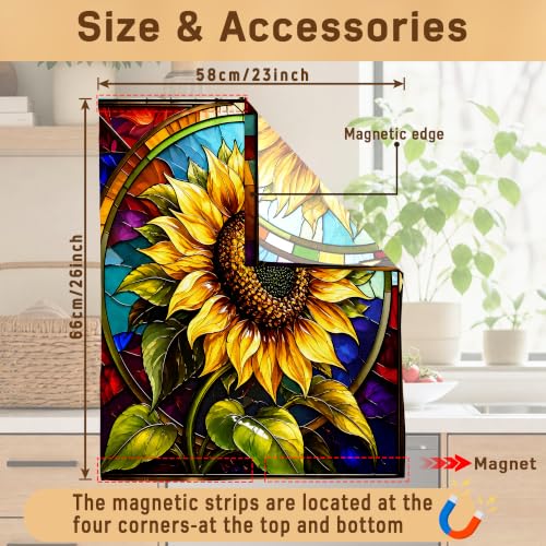 Sunflower Dishwasher Magnet Cover - Aesthetic Glass Kitchen Decor, One Size