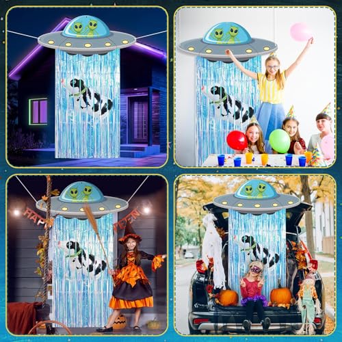 Alien Party Door Banner & Tinsel Curtain Halloween Decor Set