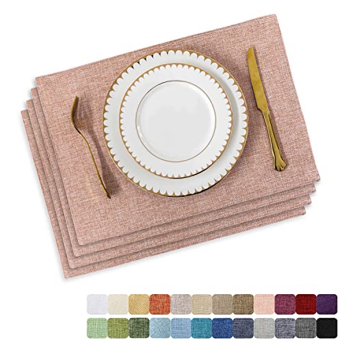 Baby Pink Heat Resistant Placemats Set of 4 - 13x19 Inch Dining Table Decor