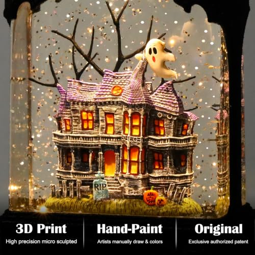 Halloween Snow Globe Lantern - Haunted House Variation Indoor Halloween Decoration