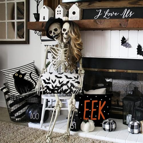 Multicolor Halloween Pillow Covers 18x18 Inch Set of 4 Ghost and Cat Decor