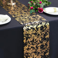 Black and Gold Table Runner - Glitter Metallic Foil Mesh 100FT - Snowkingdom